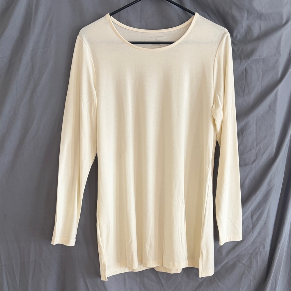 Christopher & Banks Cream Long Sleeve Tee